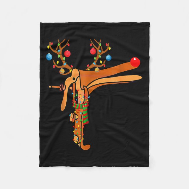 Christmas Speculum Reindeer Funny Xmas Nurse Midwi Fleecefilt (Framsidan)