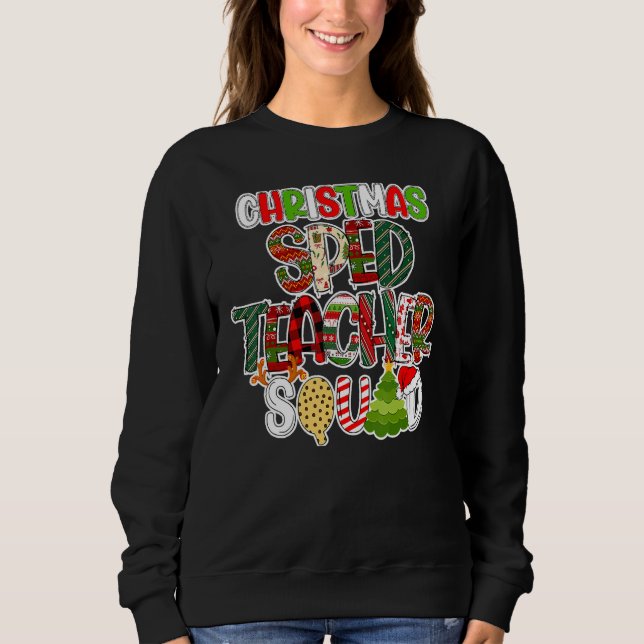 Christmas Sped Teacher Squad Red Plaid Teacher T Shirt (Framsida)