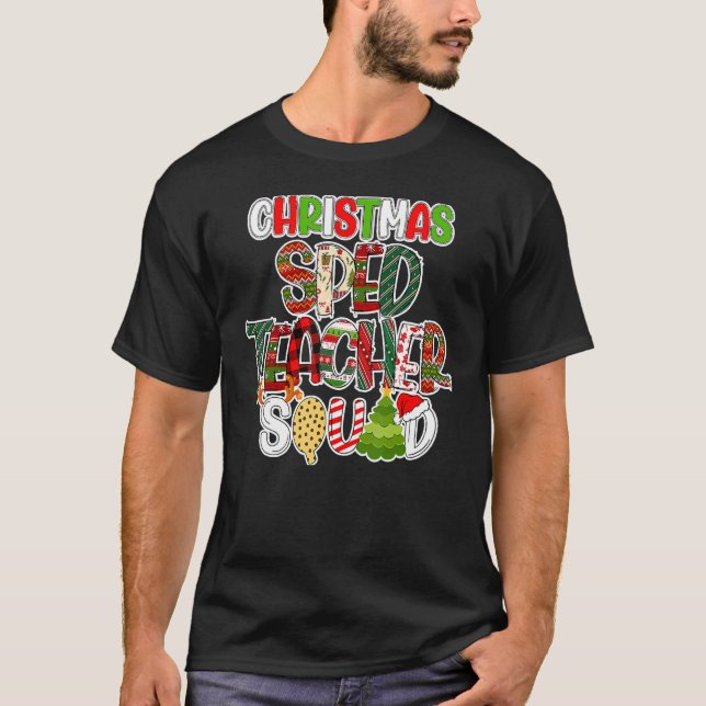 Christmas Sped Teacher Squad Red Plaid Teacher T Shirt (Framsida)
