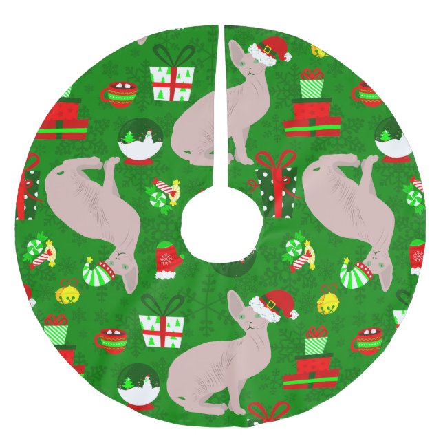 christmas sphynx cat Santa sphinx Julgransmatta Borstad Polyester (Framsidan)