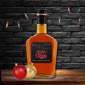 Christmas Spirits Custom Name Holiday Lights Black Fyrkantigt Klistermärke