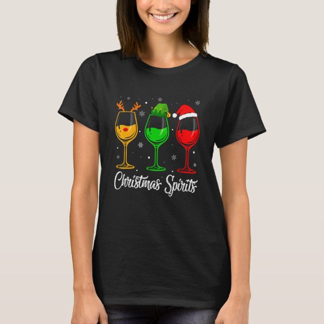Christmas Spirits Glasses Of Wine Xmas Holidays Pa T Shirt (Framsida)