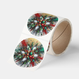 Christmas Splatter / White Bursts Roll Runt Klistermärke