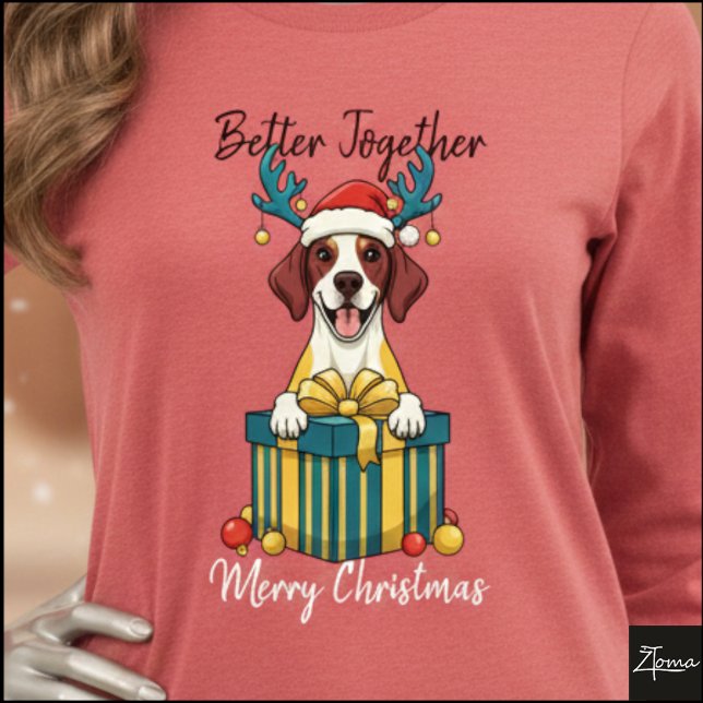 Christmas Spotted Pointer Gift Graphic No Scarf T Shirt (Skapare uppladdad)