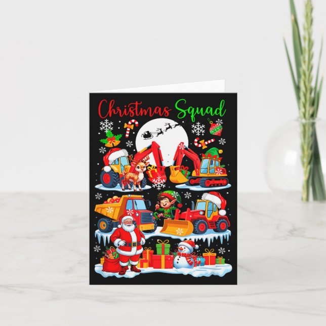 Christmas Squad Construction Trucks Excavators San Kort (Framsida)