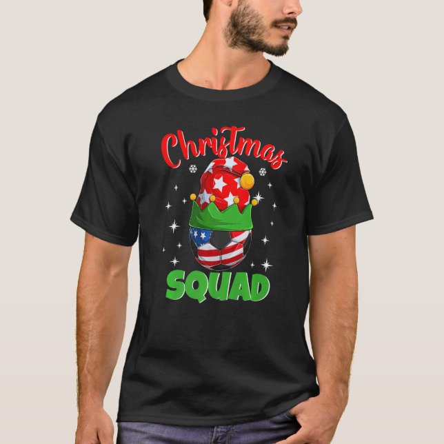 Christmas Squad  Elf Soccer Family Matching Pajama T Shirt (Framsida)