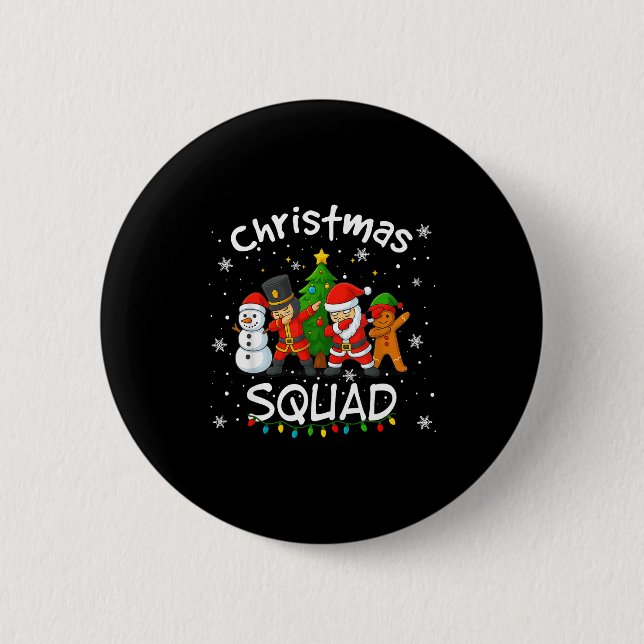 Christmas Squad Funny Matching Santa Reindeer Snow Knapp (Framsida)