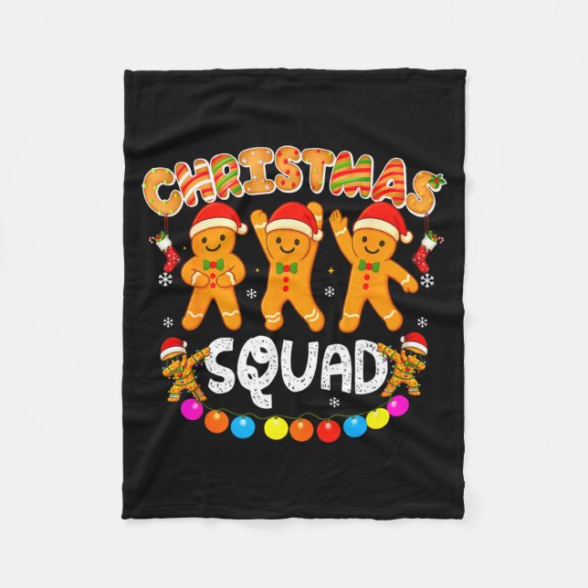 Christmas Squad Funny Xmas Gingerbread Family Matc Fleecefilt (Framsidan)