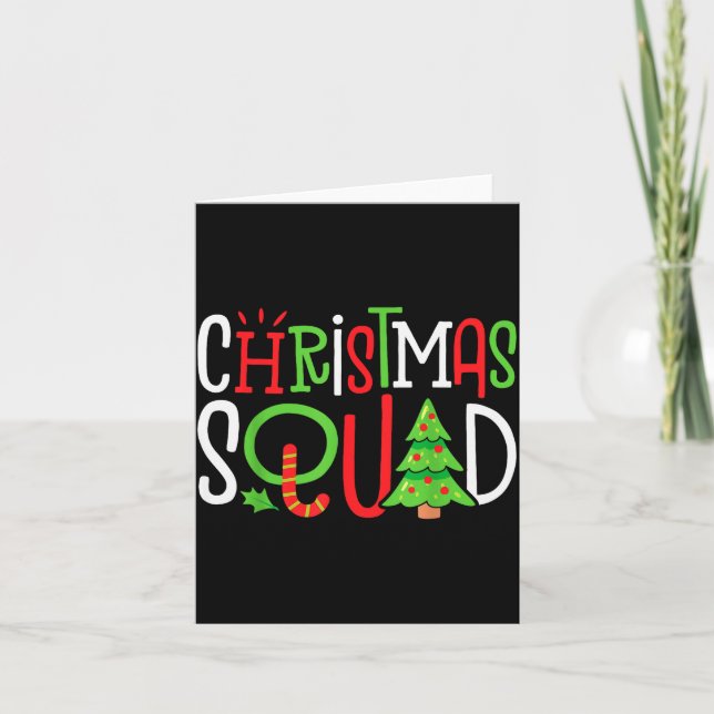 Christmas Squad Funny Xmas Tree Family Matching Pa Kort (Framsida)