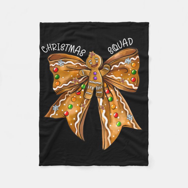 Christmas Squad Gingerbread Bow Coquette Noen Xmas Fleecefilt (Framsidan)