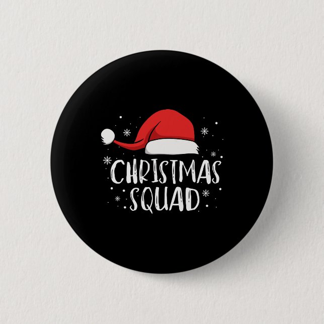 Christmas Squad Light Red Santa Hat Family Matchin Knapp (Framsida)