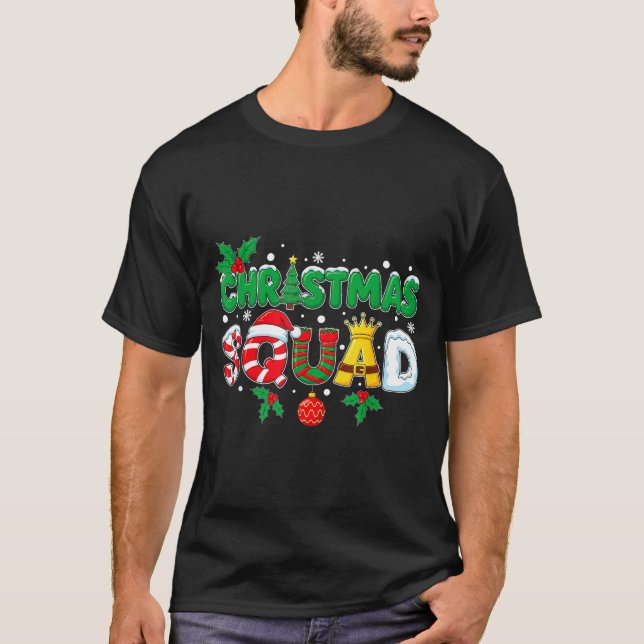 Christmas Squad Merry Xmas Family Holiday Snow Elf T Shirt (Framsida)