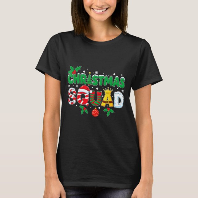 Christmas Squad Merry Xmas Family Holiday Snow Elf T Shirt (Framsida)