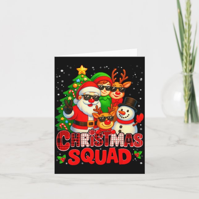 Christmas Squad Plaid Santa Snowman Elf Rudolph Xm Kort (Framsida)