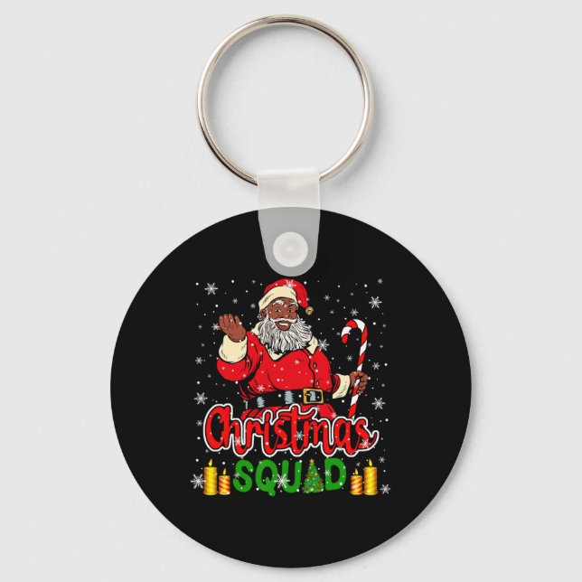 Christmas Squad Santa Afro Man Proud Black African Nyckelring (Framsida)