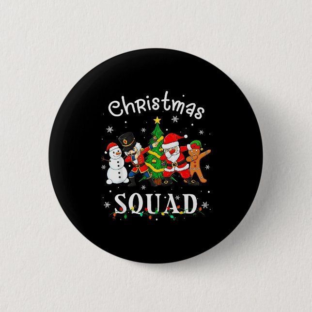 Christmas Squad Santa Dabbing Elf Family Matching  Knapp (Framsida)