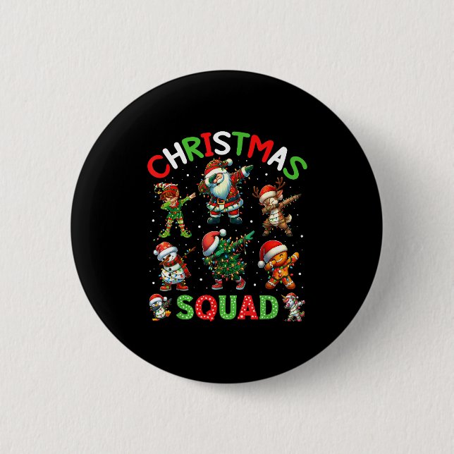 Christmas Squad Santa Dabbing Elf Family Matching  Knapp (Framsida)