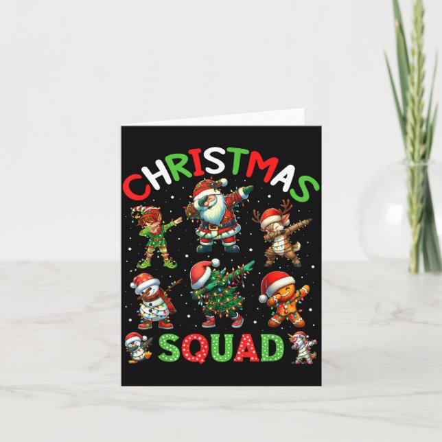 Christmas Squad Santa Dabbing Elf Family Matching  Kort (Framsida)