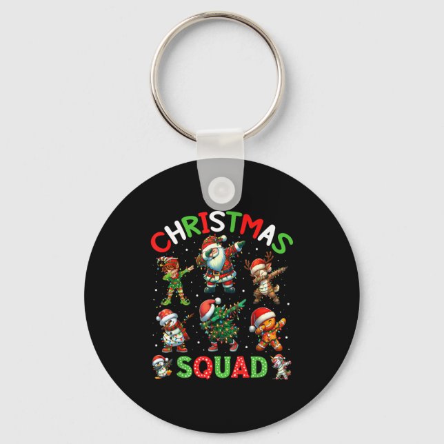 Christmas Squad Santa Dabbing Elf Family Matching  Nyckelring (Framsida)