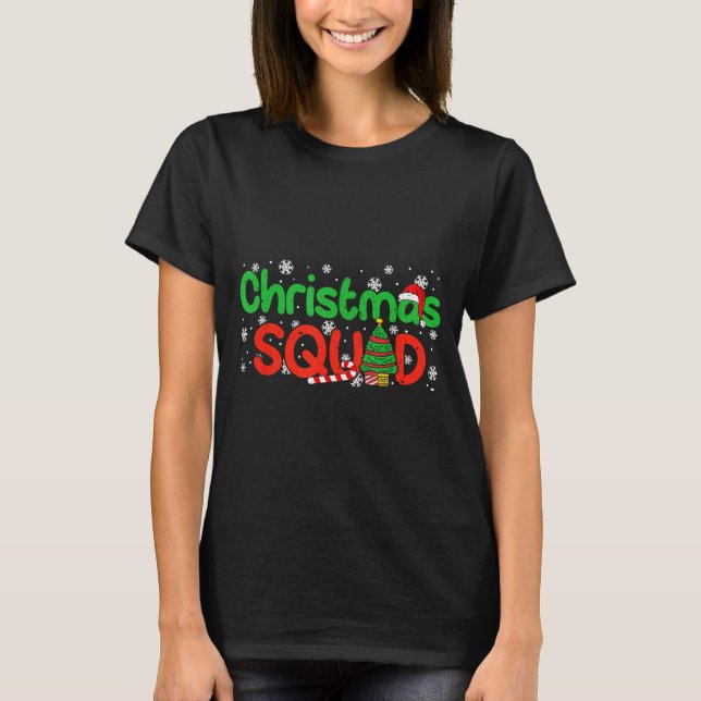 Christmas Squad Santa Dabbing Elf Family Matching  T Shirt (Framsida)
