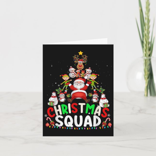 Christmas Squad Santa Elf Tree Xmas Family Matchin Kort (Framsida)