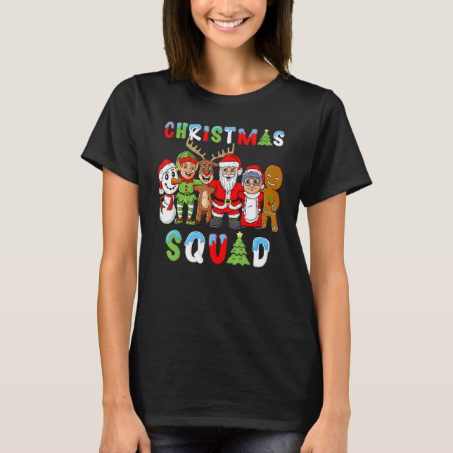 Christmas Squad Santa Reindeer Elf Boys Girls Kids T Shirt (Framsida)