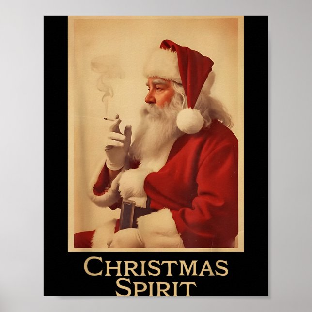 Christmas Srit Funny Vintage Santa Smoking Christm Poster (Framsidan)