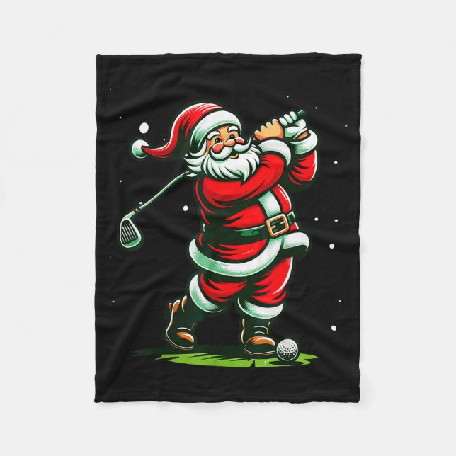 Christmas Srts, Santa Plays Golf Xmas Women Men &a Fleecefilt (Framsidan)