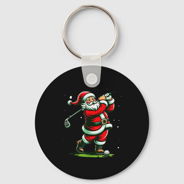 Christmas Srts, Santa Plays Golf Xmas Women Men &a Nyckelring (Framsida)