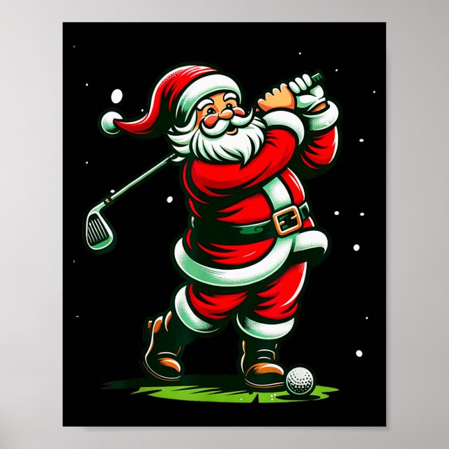 Christmas Srts, Santa Plays Golf Xmas Women Men &a Poster (Framsidan)