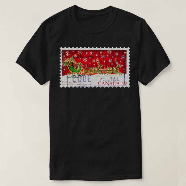 Christmas Stamp Canada 49 Cent Sleigh All Day Sant T Shirt (Design framsida)