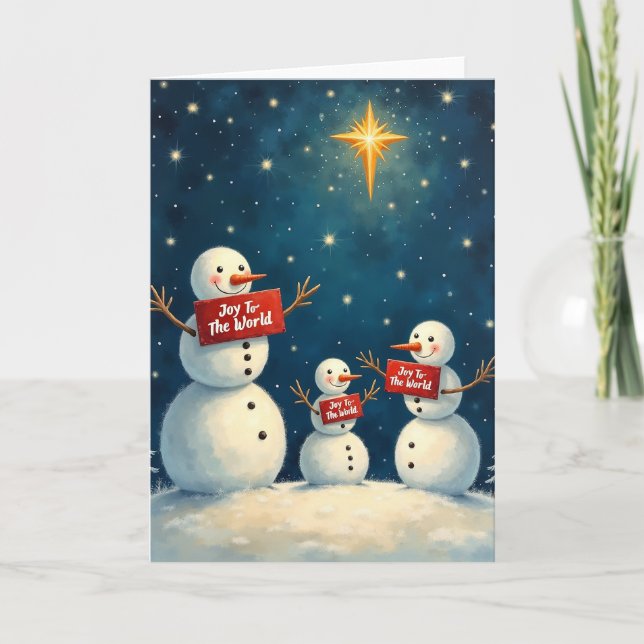 Christmas Star Joy To The World Snowmen Kort (Framsida)