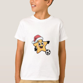 Christmas star playing soccer t shirt