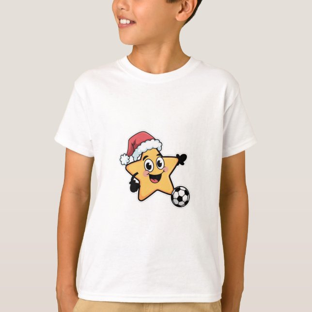 Christmas star playing soccer t shirt (Framsida)