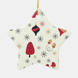 Christmas Star Snowflake Pattern Julgransprydnad Keramik