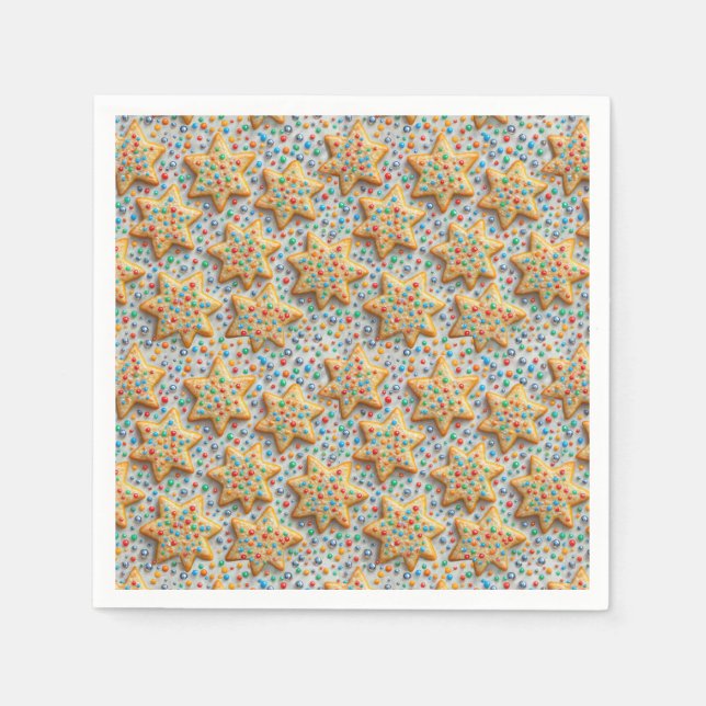 Christmas Star Sugar Cookies With Sprinkles Pappersservett (Framsidan)