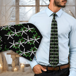 Christmas Starfish Black pattern tie Slips