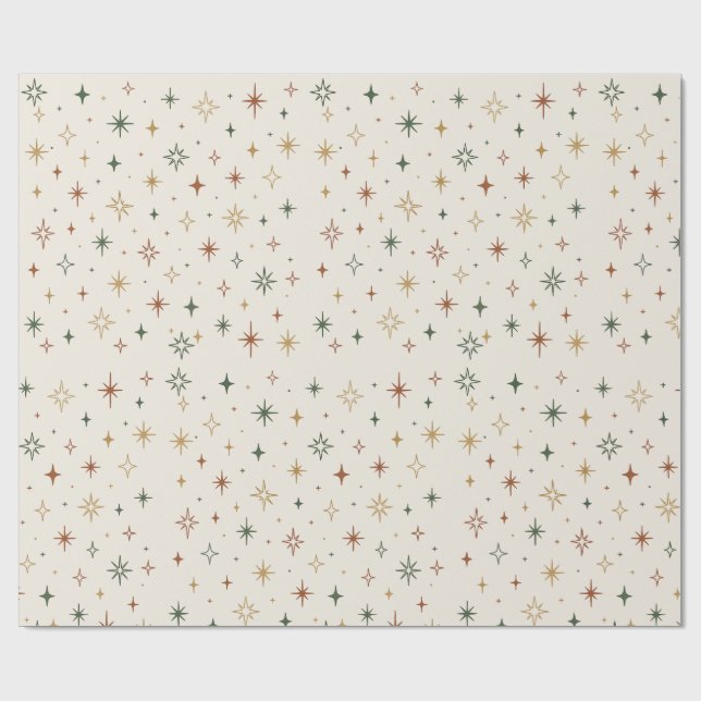 Christmas Stars & Sparkles Pattern			 Presentpapper (Platt)