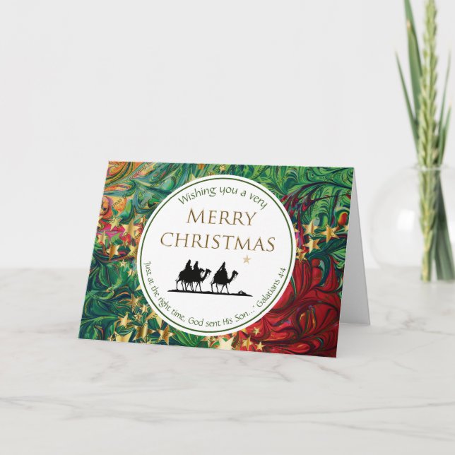 CHRISTMAS STARS Tre Wise Manar Festive Scripture Helgkort (Framsida)
