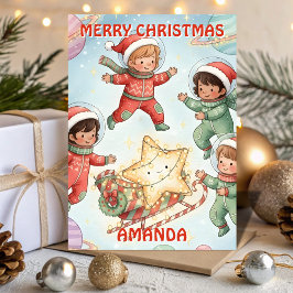 Christmas Starship Kids Card Helgkort