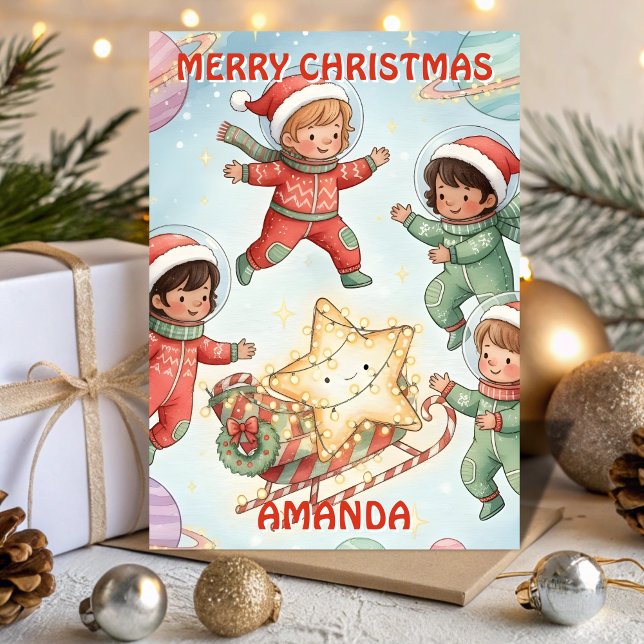 Christmas Starship Kids Card Helgkort (Skapare uppladdad)