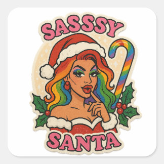 Christmas Sticker – Drag Queen Holiday Pride Fyrkantigt Klistermärke