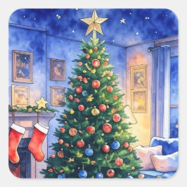 Christmas Sticker Fyrkantigt Klistermärke