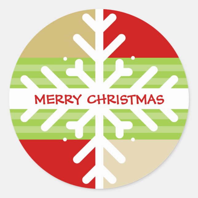 CHRISTMAS STICKER: snöflingsektion 4 Runt Klistermärke (Framsida)