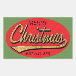 CHRISTMAS Stickers "Retro jul Est A.D. 336" Rektangulärt Klistermärke
