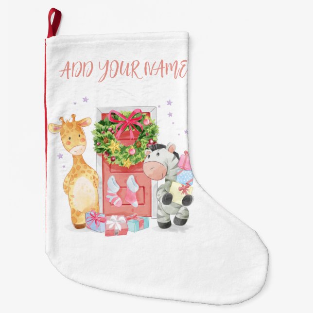 CHRISTMAS STOCKING: BABY GIRAFFE & ZEBRA STOR JULSTRUMPA (Framsidan)