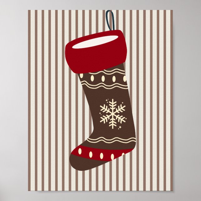 Christmas Stocking Brown And Red Poster (Framsidan)