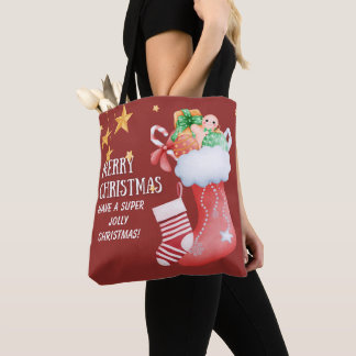 Christmas Stocking Full of Gifts Illustration Tygkasse