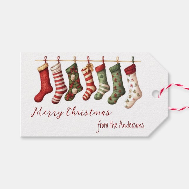 Christmas Stockings Personalized Presentetikett (Framsidan (Horizontal))
