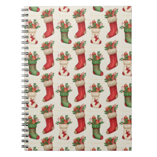 Christmas Stockings Seamless Pattern Anteckningsbok